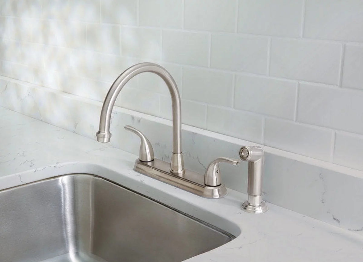 Arc Handle with Side Sprayer Pacifica Faucet OakBrook Two Kitchen High
