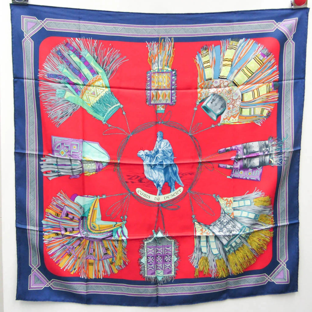 Scarf Carre90 Pre-Owned Hermes Multi-color,Navy,Red (Good) Silk Women's Color