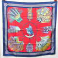 Scarf Carre90 Pre-Owned Hermes Multi-color,Navy,Red (Good) Silk Women's Color