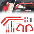 Front Set Coated Handles Red for Jeep Full 07-18 Powder Wrangler - Grab Bar Aluminum Rear &