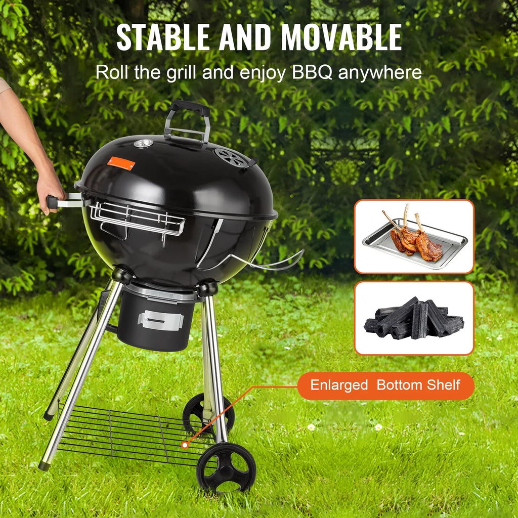 Grill inch Kettle Picnic Grill Propane Outdoor 22 Gas w/Shield, Barbecue Cooking, Kettle Grill Portable Patio Grills Charcoal Small & Steel Iron
