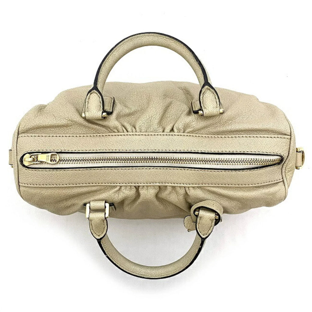 Handbag Boston Champagne Anagram Women's Pre-Owned Loewe Leather Gold (Good) Lame 2way