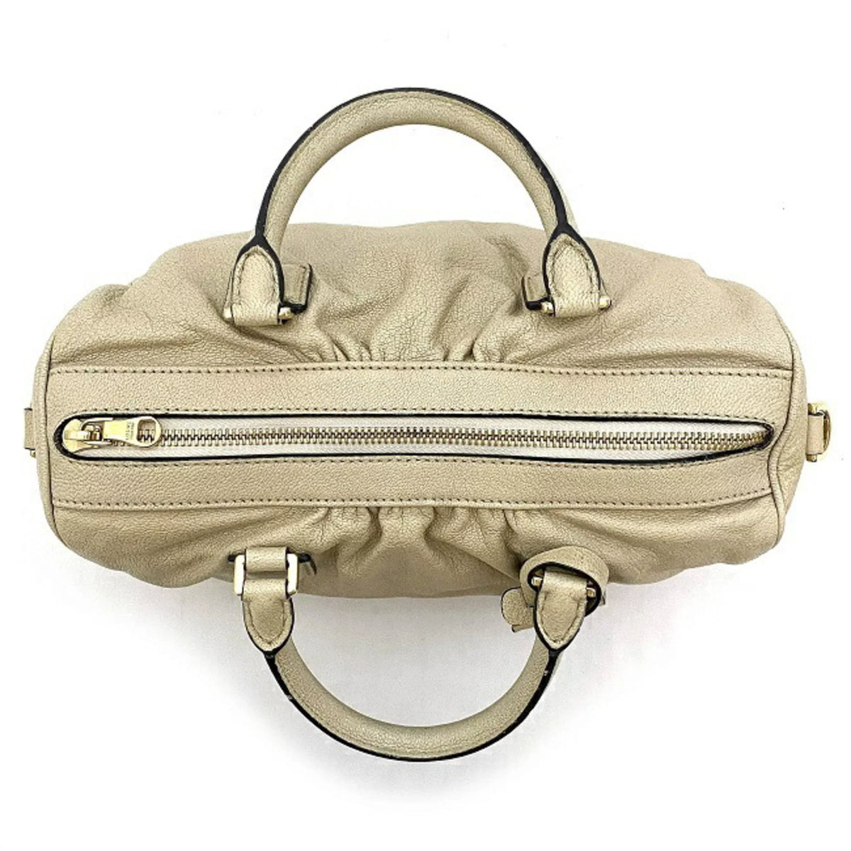 Handbag Boston Champagne Anagram Women's Pre-Owned Loewe Leather Gold (Good) Lame 2way