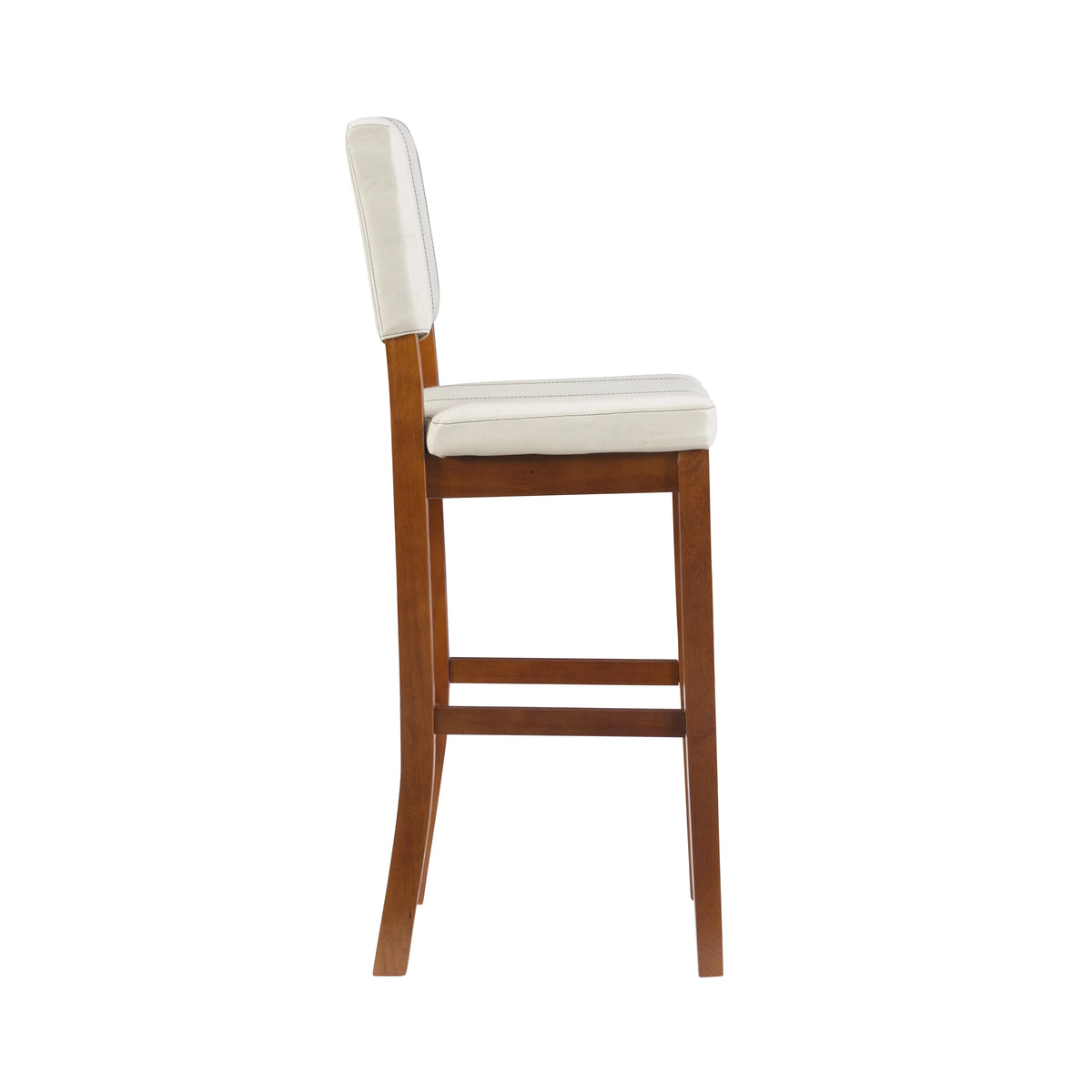 Walnut Cream Fabric Height, 30" Medium Bar Linon Stool, Finish Mulberry Padded Dark with Seat