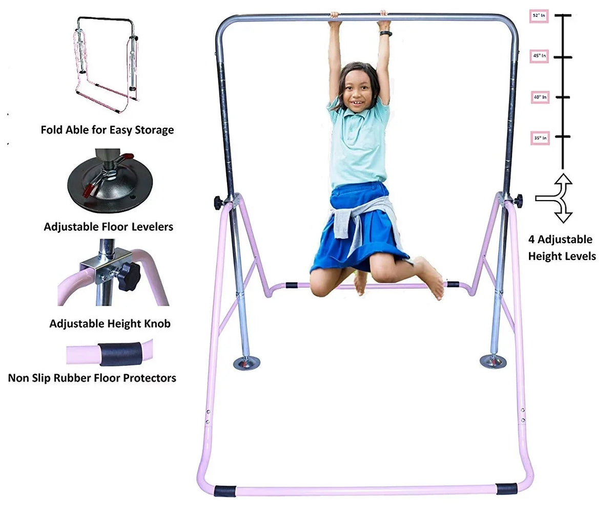 Bar Progymnastics Monkey Gymnastics Kip Bar, Training, Climbing Bar, Jungle Pink Junior Bar Horizontal Gym Tower