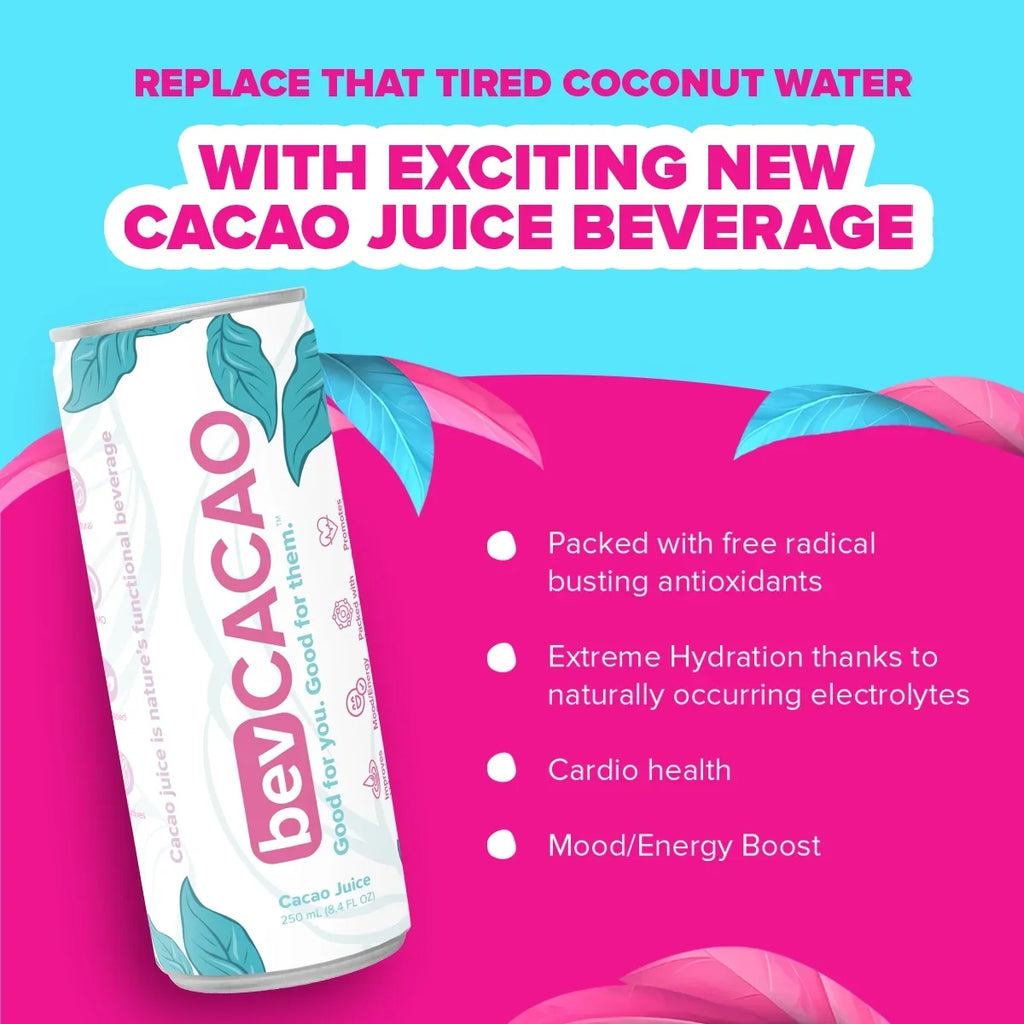 Hydration. 8.4oz Boost 8 | Drink| the Healthy Cacao | Cans | Highest Energy Pack Juice Cocoa Antioxidant Superfruit bevCacao Fruit Electrolytes Improves Natural Pod. of