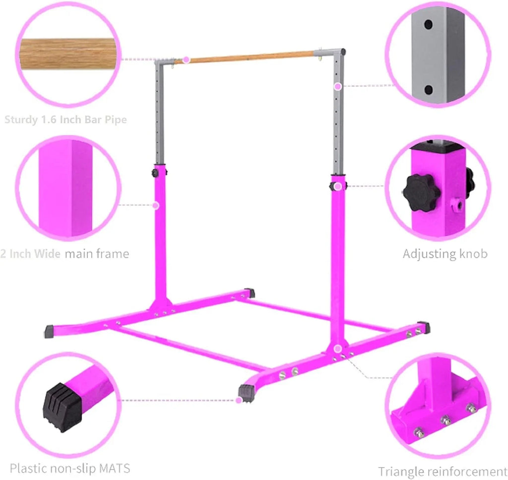 Free Kip - Pink with Bar Training Pad Foam Gymnastics Expandable Athletic Standard Bar Horizontal