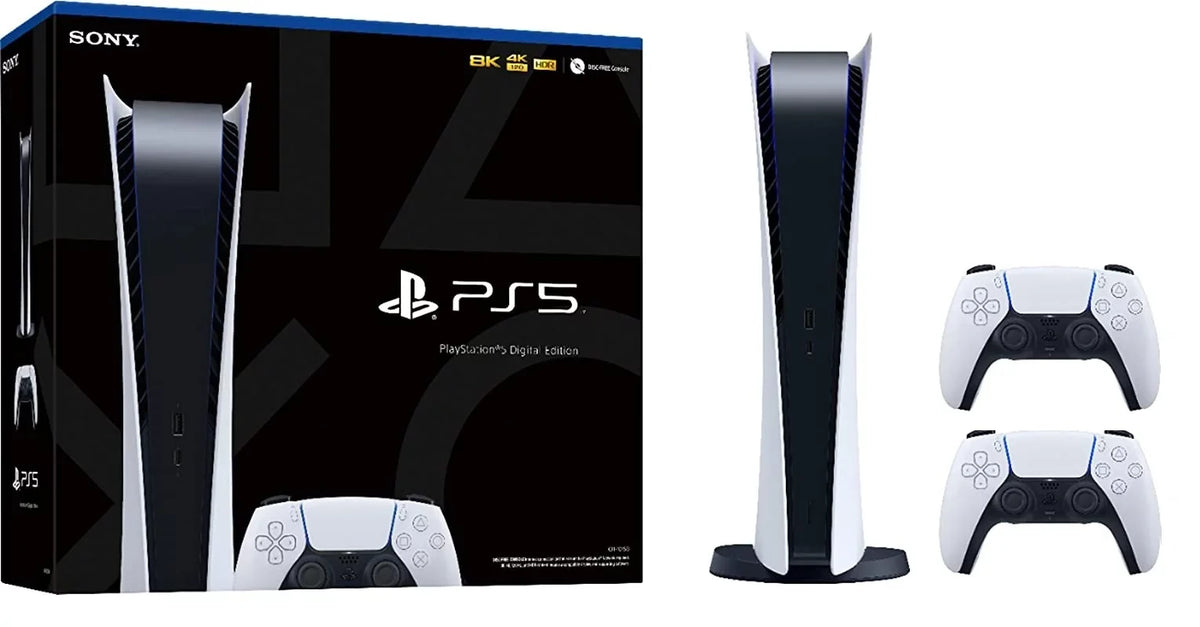 5 Controllers 2023 Version PS5 - PlayStation Wireless Digital Console with 2 New White
