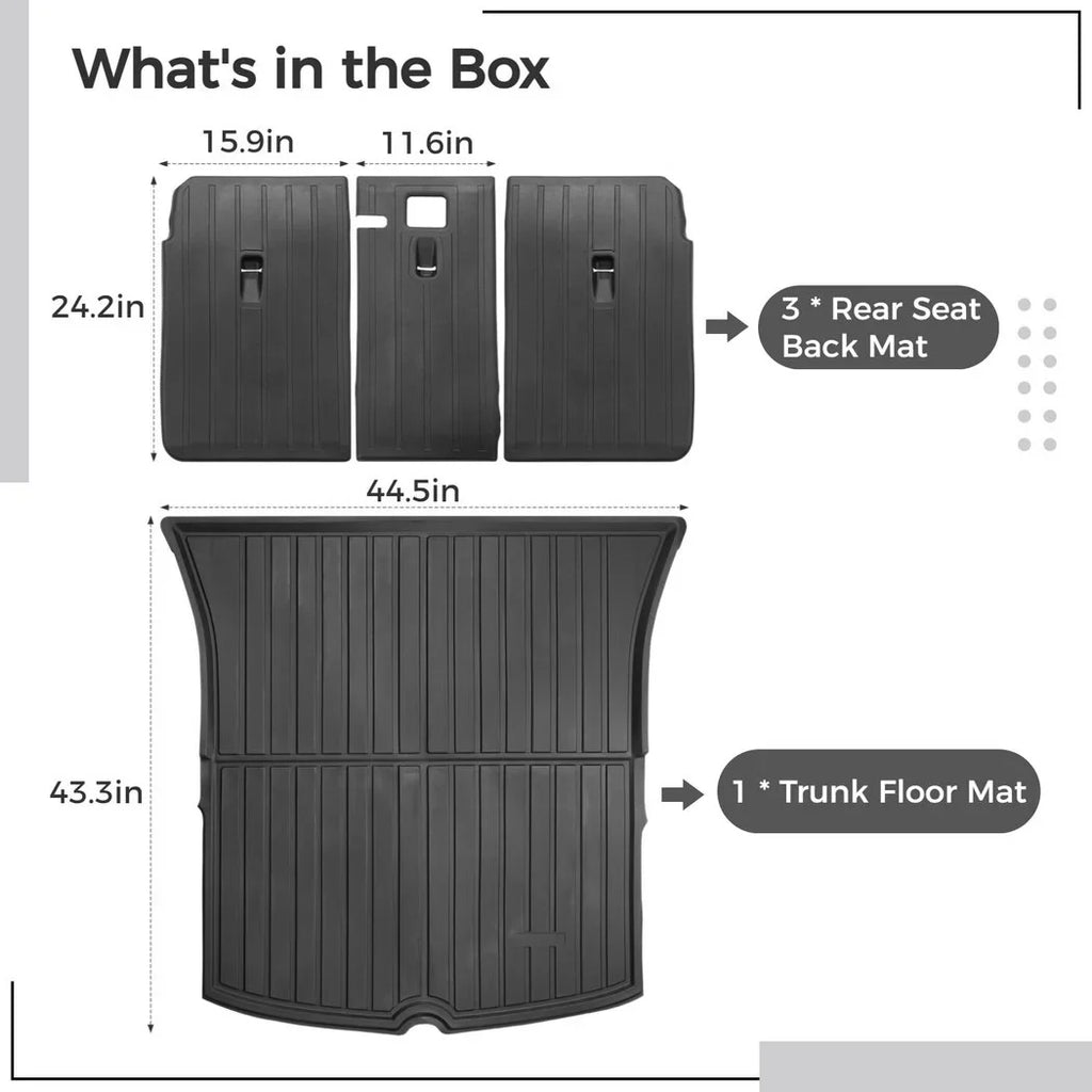 Model Back Tesla Non-slip Climatic Car Moistureproof 3 Mat, Floor Mats, Car Trunk Trunk with Seat All Y, 2021 Fits Floor Mats and 2022 Liner Rear 2020 Trunk