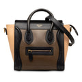 Calf Satchel Authenticated Pre-Owned Luggage Tricolor Tote Leather Brown (Good) Unisex Celine Nano