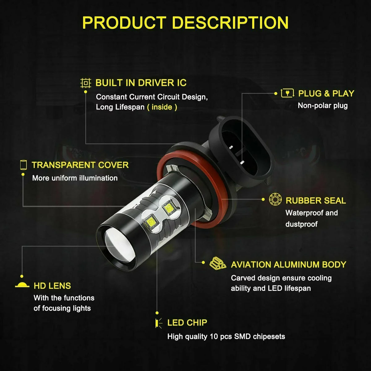 H8 4pcs Lights H11 2018 Fog Headlight D4S Bulbs Led -5 for Mazda