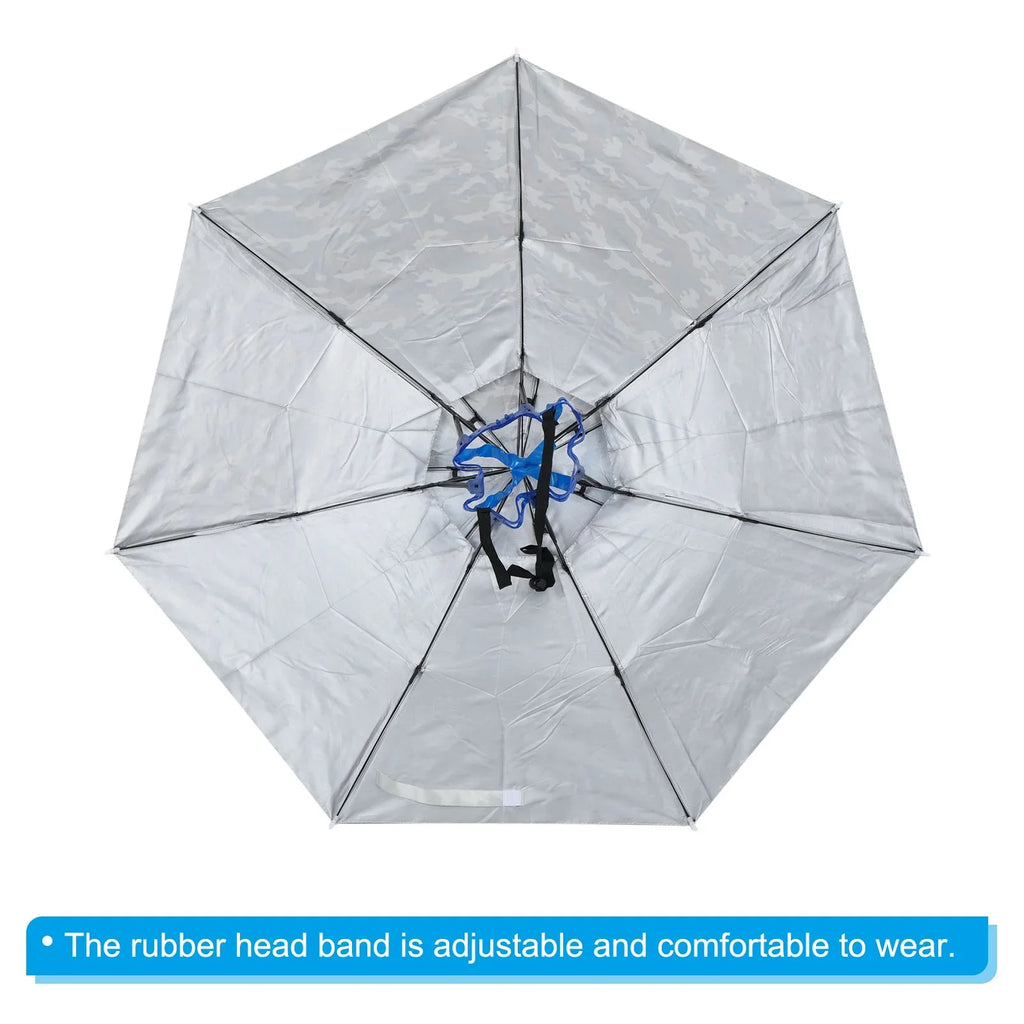 Fabric Rain Oxford Cap with Camo Strip, Umbrella Head Hat, Layer Uxcell Double 37.4" Folding Sun