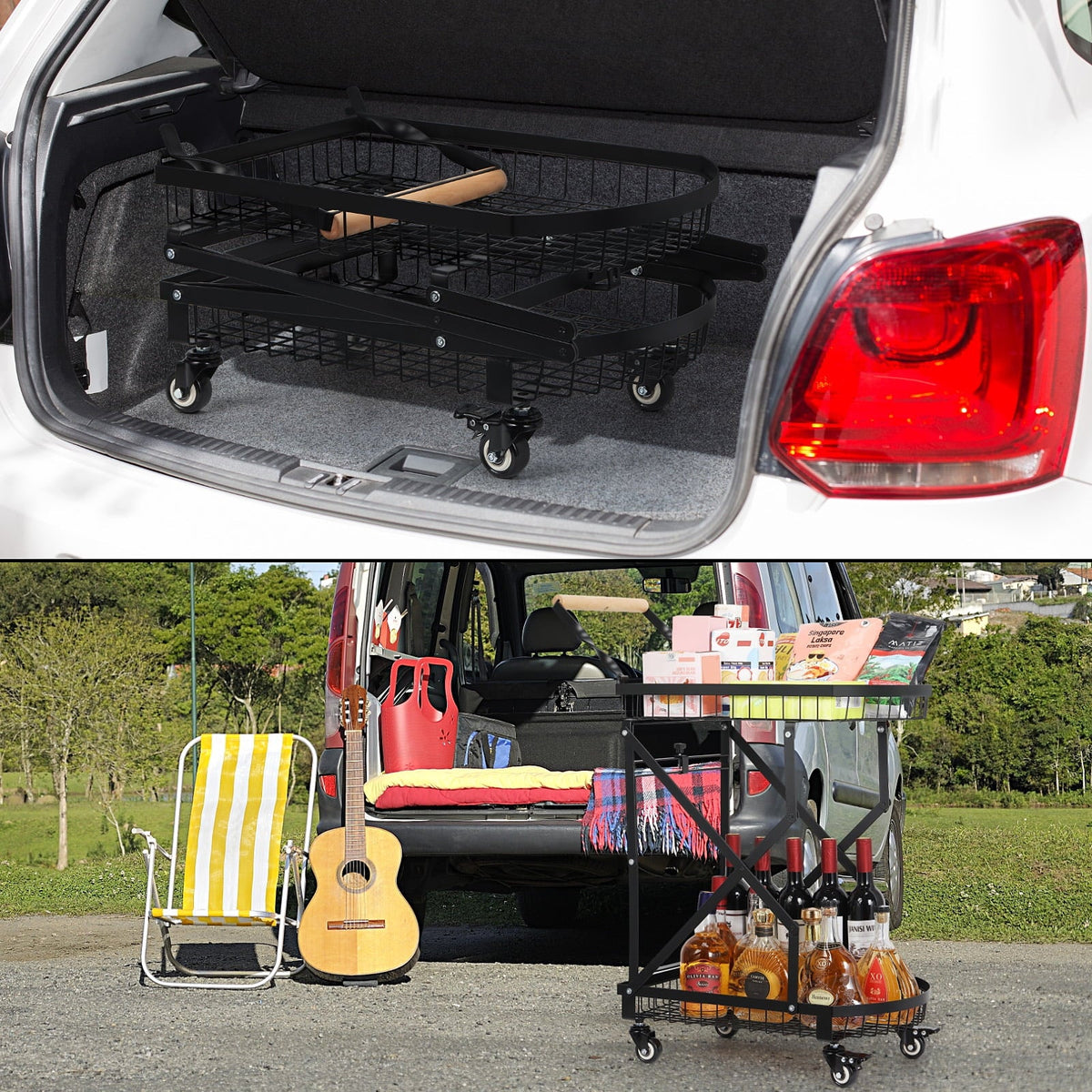Metal Storage Multifunction Trolley Rolling Utility Cart, 2-Tier