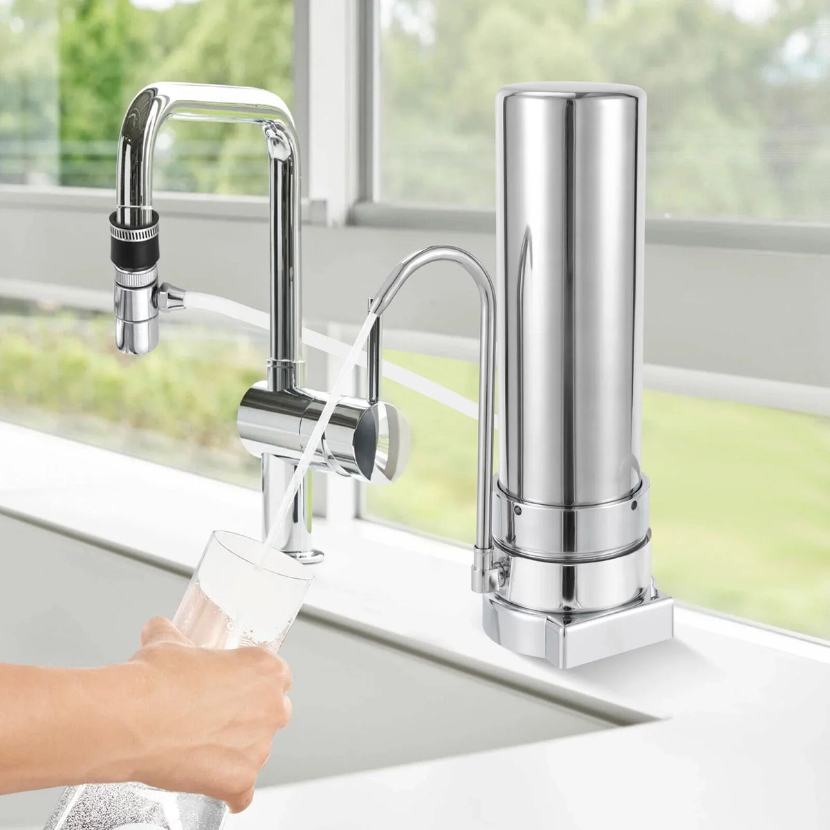 System Filter Filter Stainless Silver Tap Filtration Drinking Countertop Sink Moisture