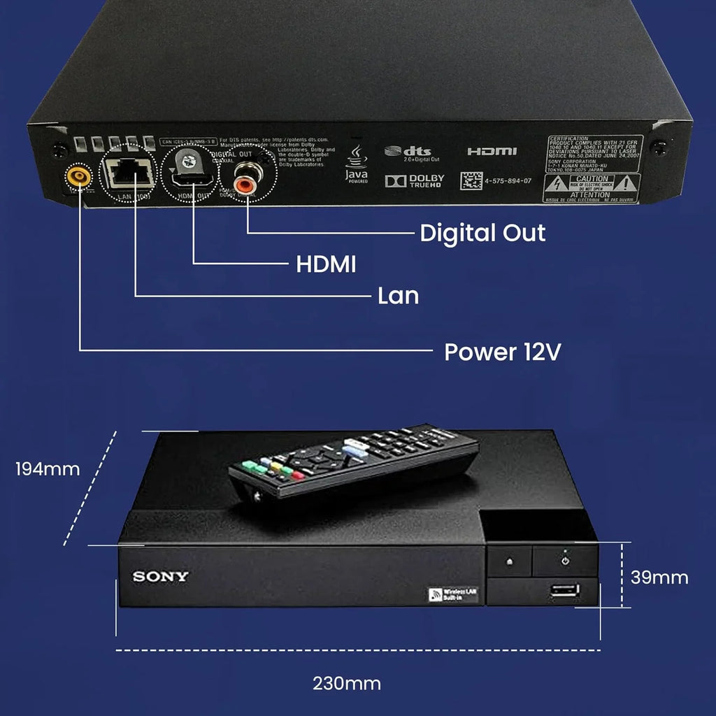 Remote Lens Sony - + Netflix, Wi-Fi Cable with -S3700 Tube W/Ethernet Disc High-Speed You Player Built-in NeeGo NeeGo Blu-Ray + Cleaner Control