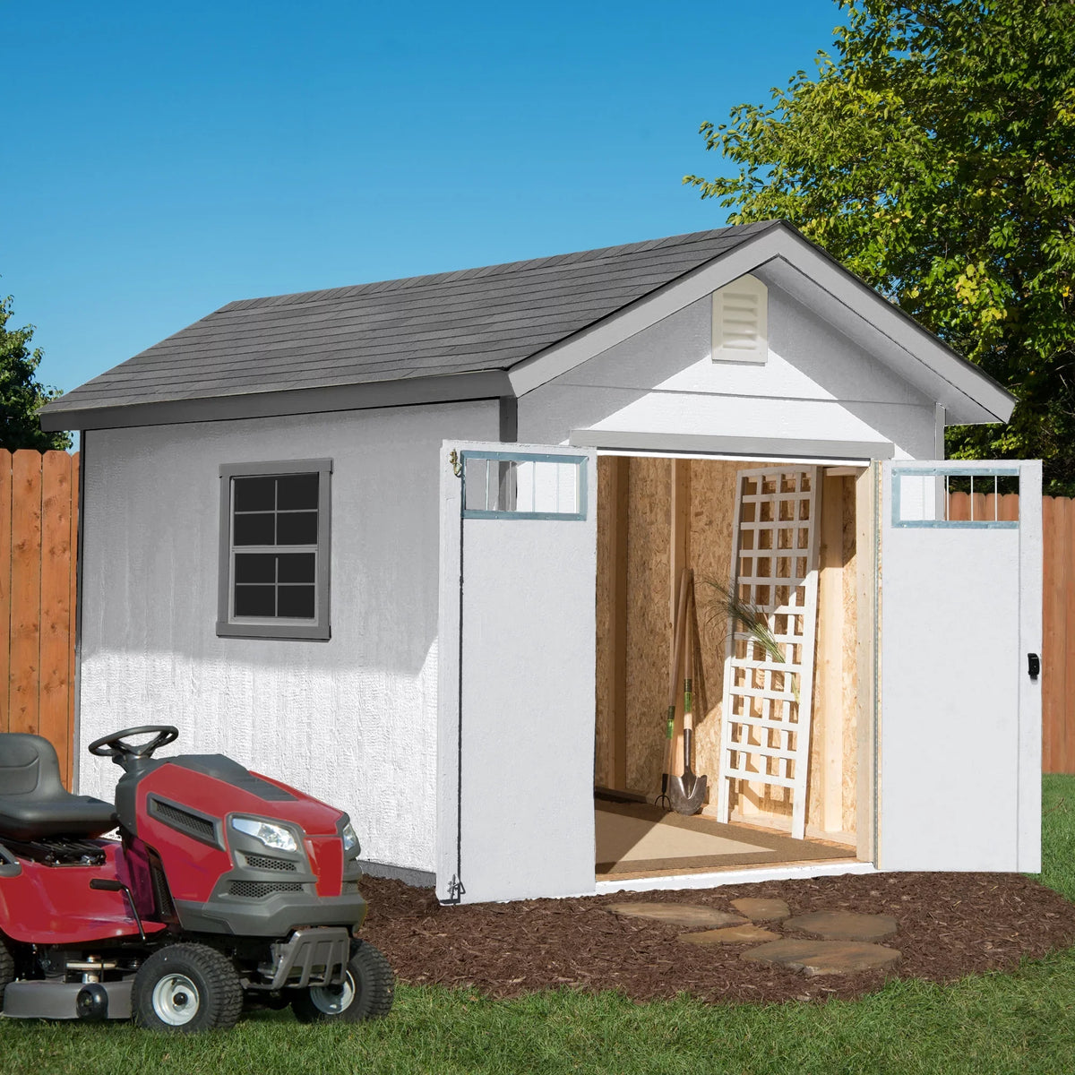 x ft. ft. Handy 10 Wood Shed Home Beachwood (with Floor) Products Storage 12