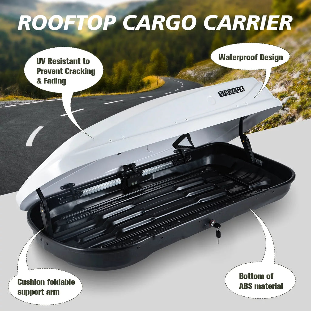 Box Hard 56.3" H, Double Rooftop Cargo x L 13.8" ft³ x Shell Rooftop Large for with Moistureproof W Locks, Box Cargo Carrier Rooftop White Cargo 13 30.3"