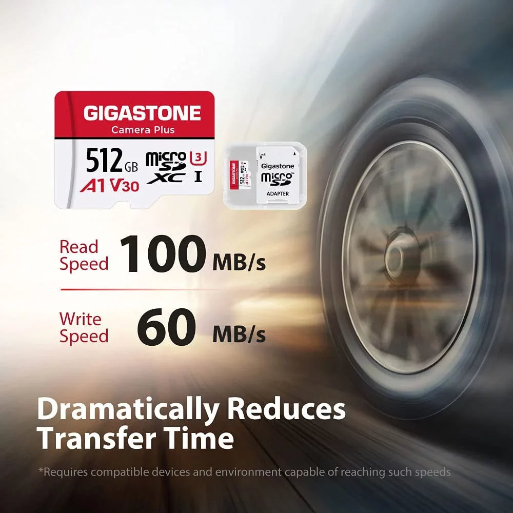 Cams Video, U1 512GB Camera Card Camera memory Nintendo Gigastone compatible Switch with Plus Full GoPro 100MB/s, 10 Dash Drone Samsung Canon Nikon Class Micro