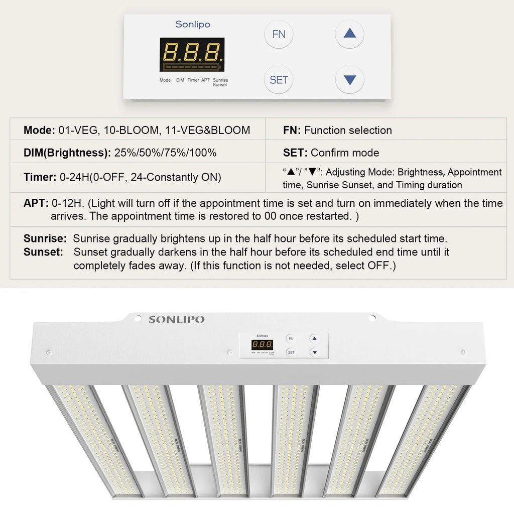 Plant Indoor Light Grow Fixture Dimmer with Growth Seeding, and Spectrum - - Shieldage Full Bloom Plants Grow Timer 3x3ft 200W Lamps for Plant Light & Sunlike Veg Flowering, SPF2000