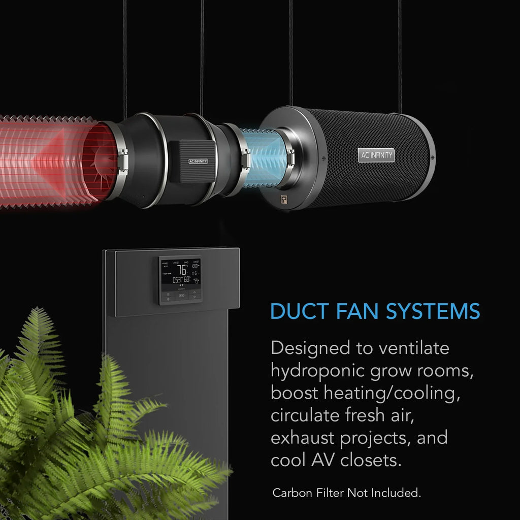 Heating Infinity Controller, Humidity Hydroponics Tents, T10, Control Duct Grow Quiet Inline Cooling, Integrated for 10” WiFi Fan Ventilation Exhaust with - Temperature App Fan