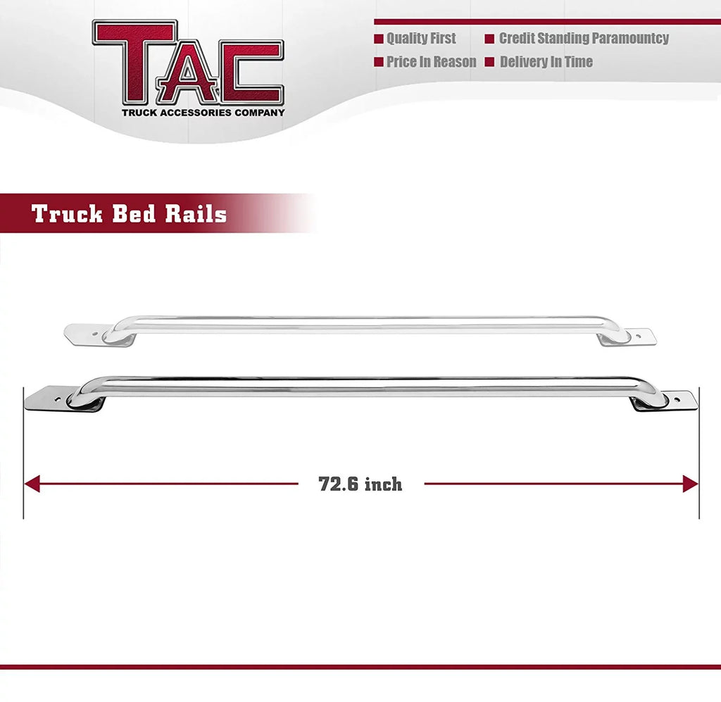 Side Sierra 304 Rails 1500 Steel Accessories 2014-2024 CarbonPro 2pcs Truck Denali Fit Stainless Bed Standard Silverado/ Bed(Excl. Chevy Editions) 6.5ft Rails