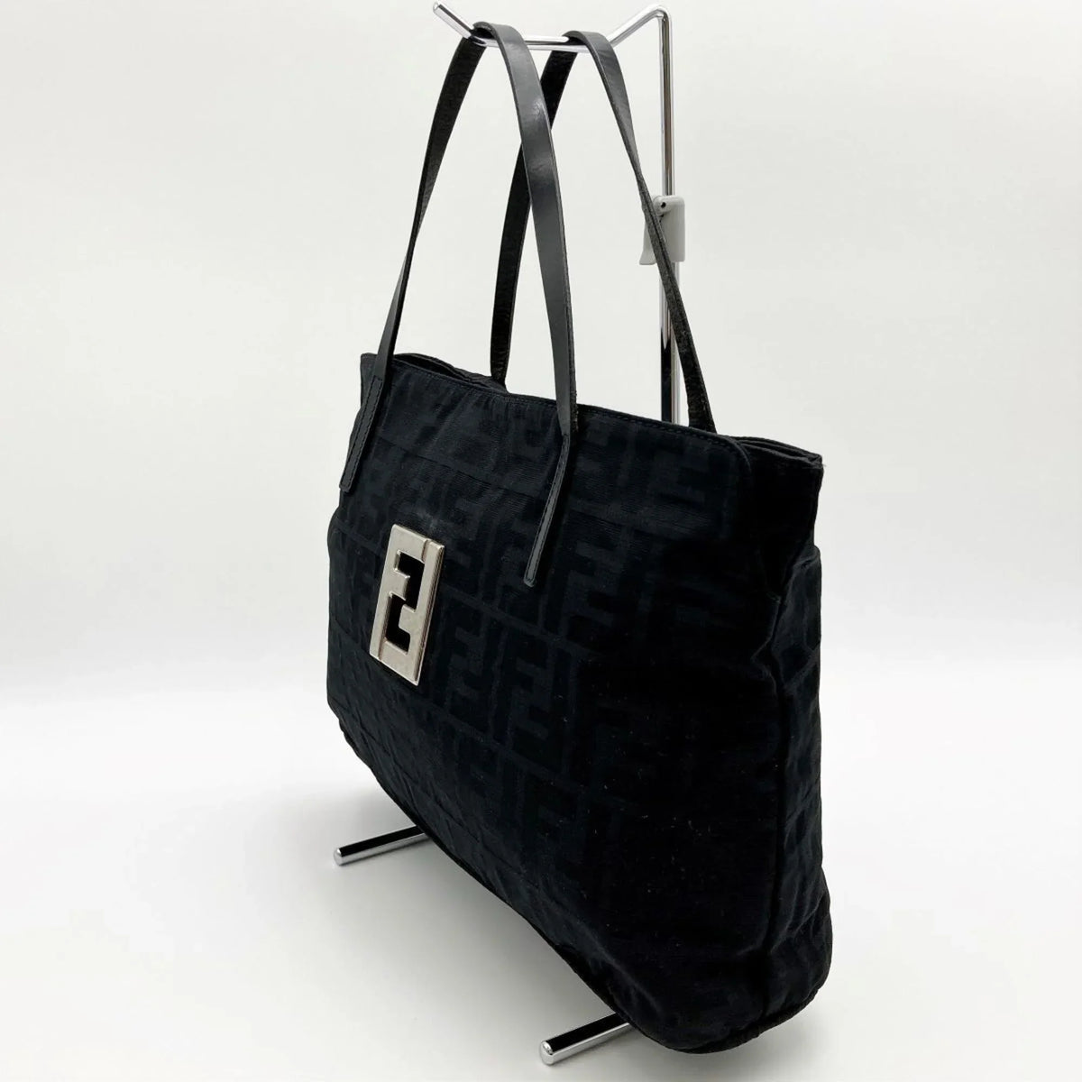 bag (Good) ladies black Pre-Owned nylon canvas 15786 handbag tote Zucca pattern
