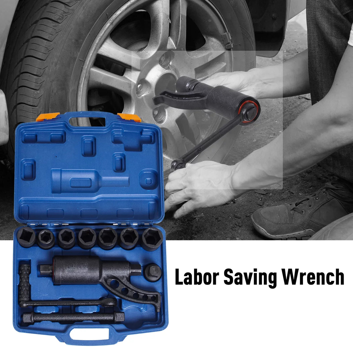 Socket Torque Labor W/7 Lug Nut Multiplier Set Cr-V Wrench Saving