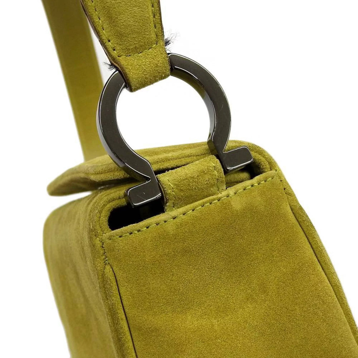 Salvatore BC217651 Ferragamo Bag Shoulder (Good) One Pre-Owned Gancini Green Suede