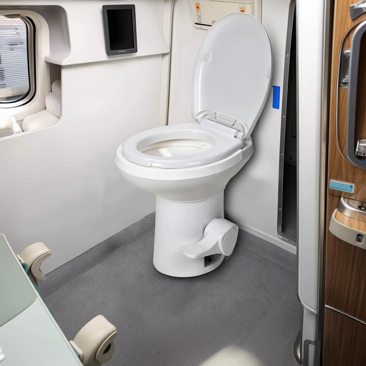 Portable Caravan for Flush, High Flush White with Camping, Profile Travel, Gravity Toilet Vesseling, Toilet Pedal Dextrus