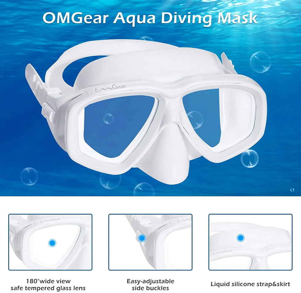 Junior Resistance Shield Swimming Dive Mask Snorkeling Strap Goggles Diving Scuba Goggles Neoprene Snorkel Adult OMGear Nose Spearfishing Impact Gear Swim for with Mask
