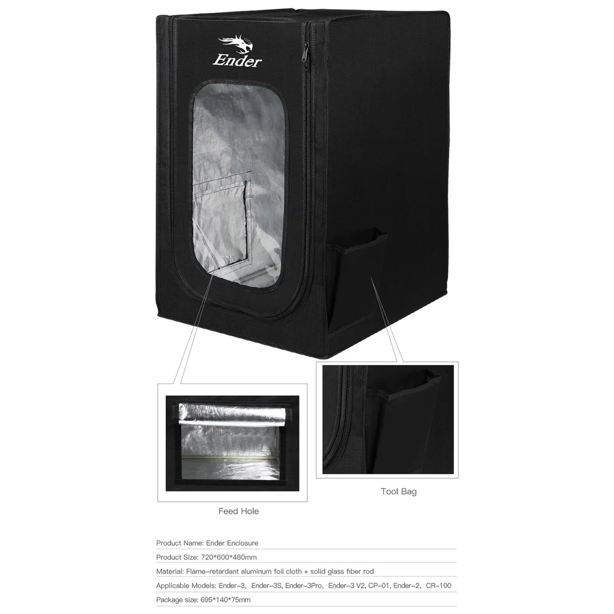 Shields Fireproof 3D for Printer Enclosure Box Size Tent Ender-2/-100 Moistureproof Printer Ender-3pro/Ender-3 V2/ Heating Detachable Ender-3/Ender-3S -01/ Constant for Temperature Heating
