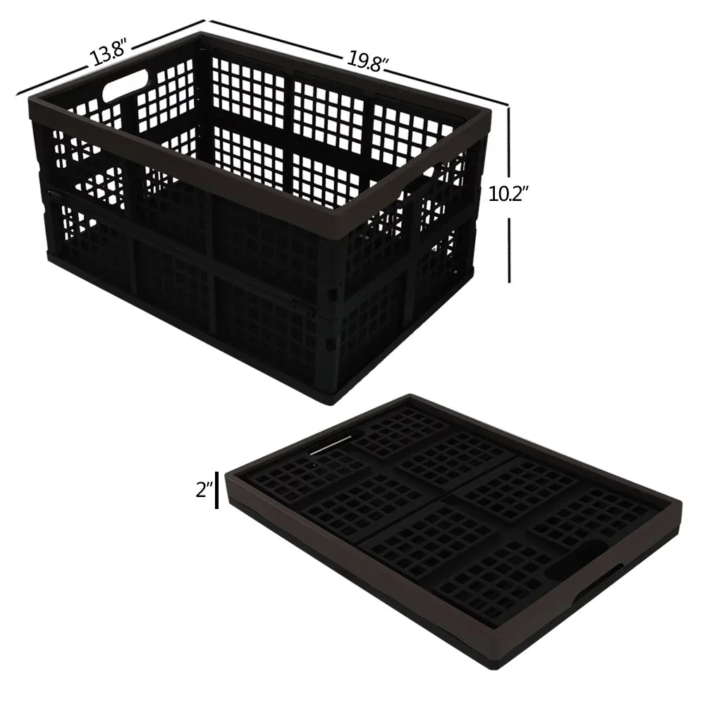 3-Pack Storage Morcte Stacking Folding 42 Collapsible Crates, Storage Plastic L Basket,