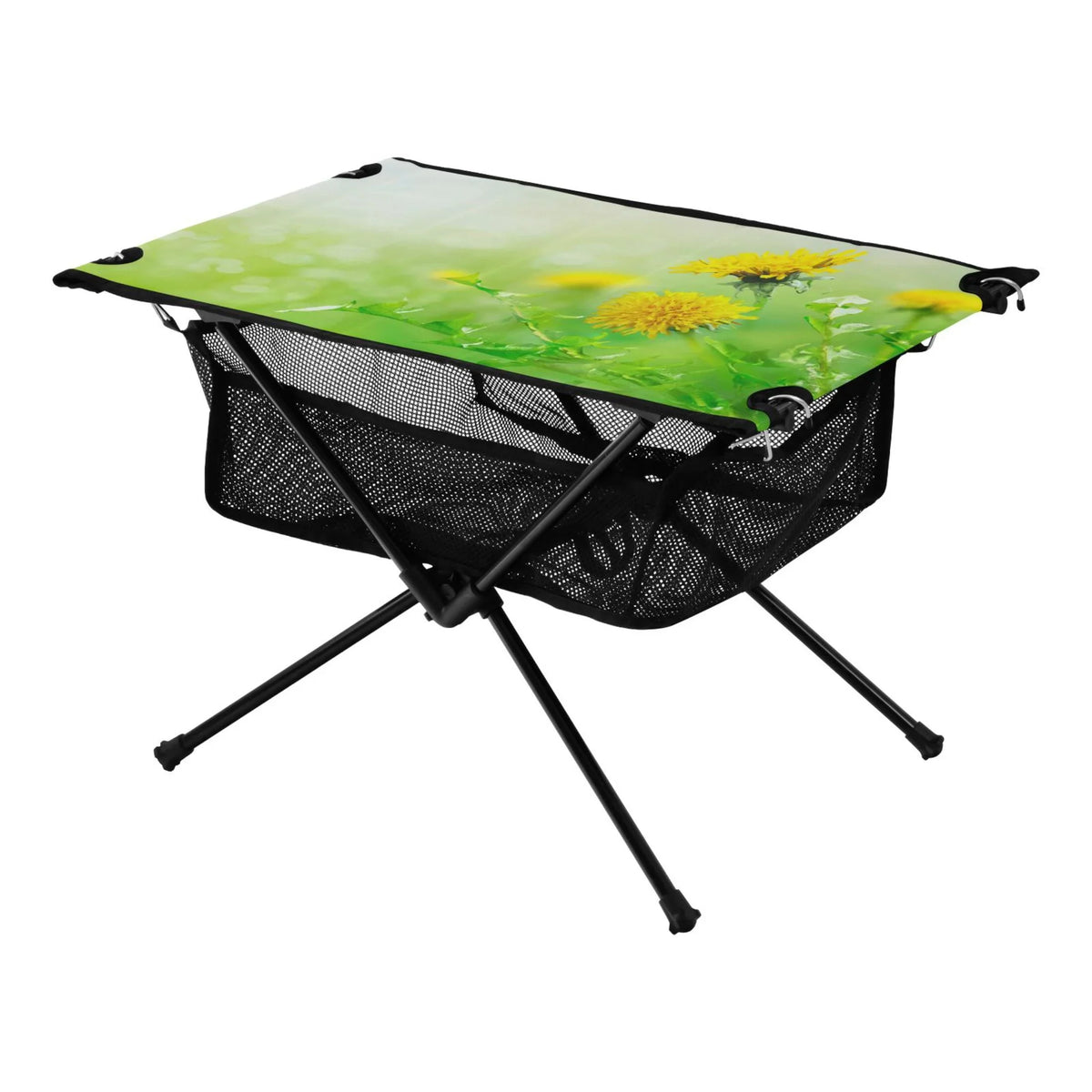 Green Travel Beach Folding Table Portable Spring Picnic Outdoor Camping Table Fishing with Flowers Compact Table Storage for Bag