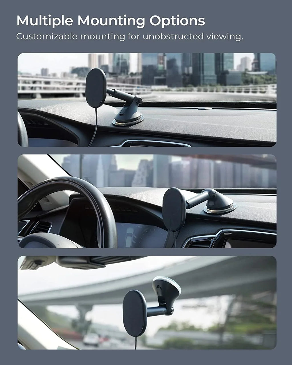 Charging Mount, Fits & Wireless Dash Black, Windshield Magnetic MagSafe iOttie Velox Plastic