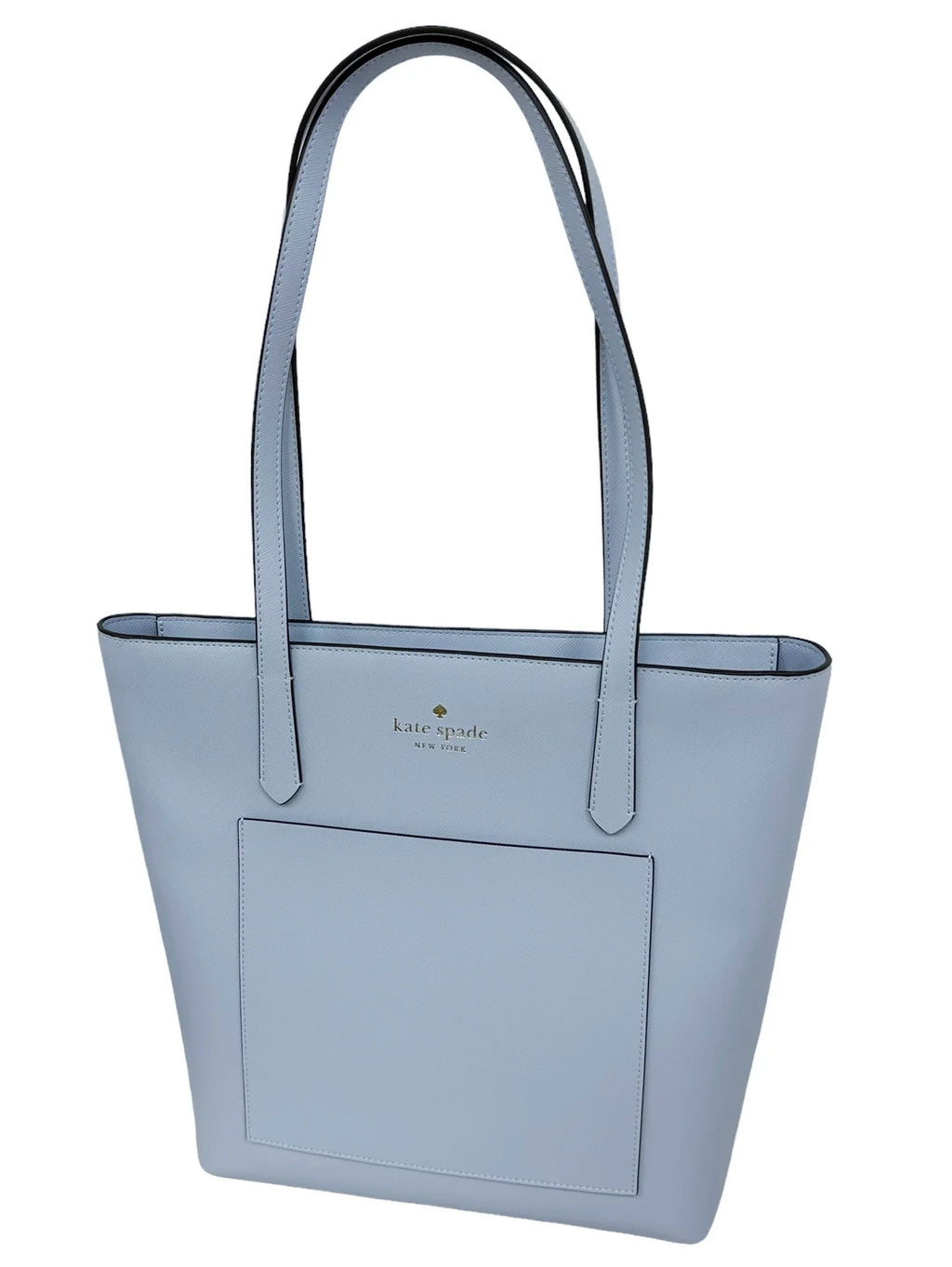 Blue Hydrangea Pale Pocket Tote Bag Kate Saffiano K8662 Front Daily Spade