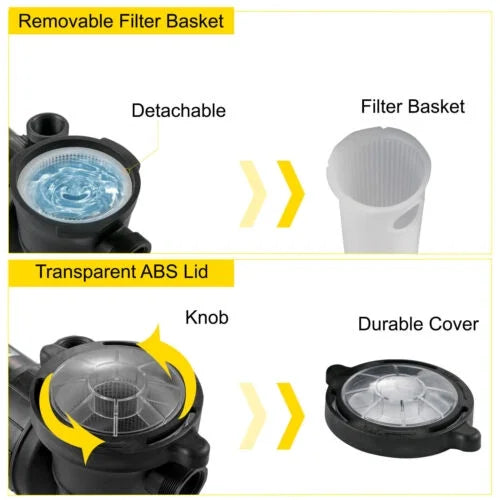 1.5HP Ground In/Above Pool Swimming Pump w/ 5547GPH Strainer Motor 41FT Filter