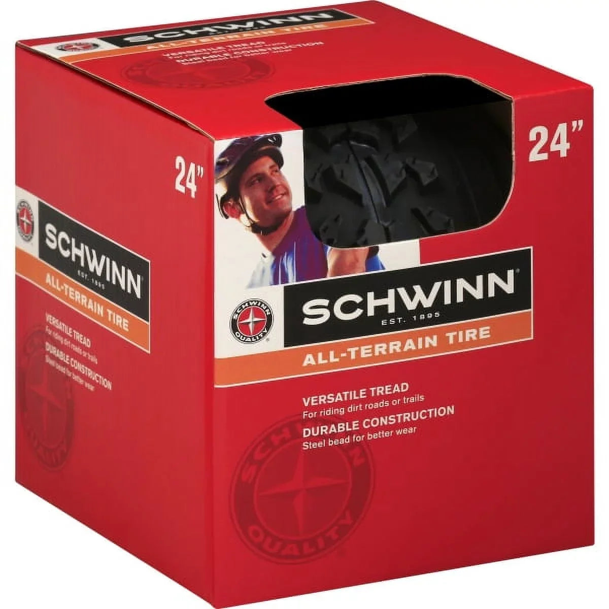 Tire, Bead x , Bike Mountain Replacement 1.95-Inch with Steel Schwinn Bike, 24 Black