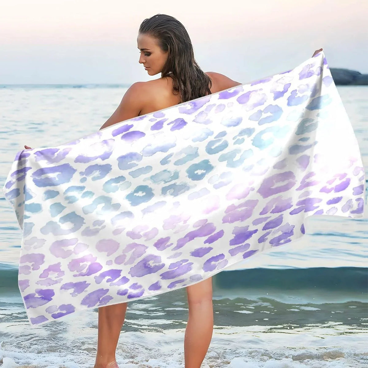 Towel Swimming Holiday Super （405） Absorbent Compact Leopard Dry Oversized Camping Towels Beach Towel Travel Lightweight for - Bestwell Quick - Gradient