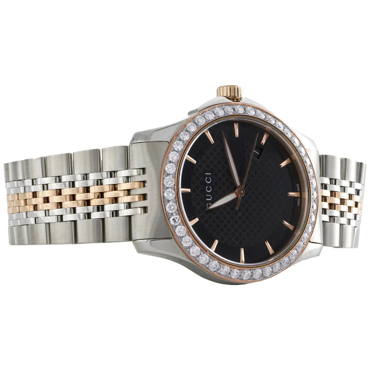 / Watch Diamond Tone Ya126410 Rose . 38mm G-Timeless Steel S. Gucci Two 2