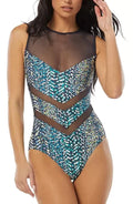 One-Piece Zip-Back Vince Swimsuit, 4 High-Neck Camuto