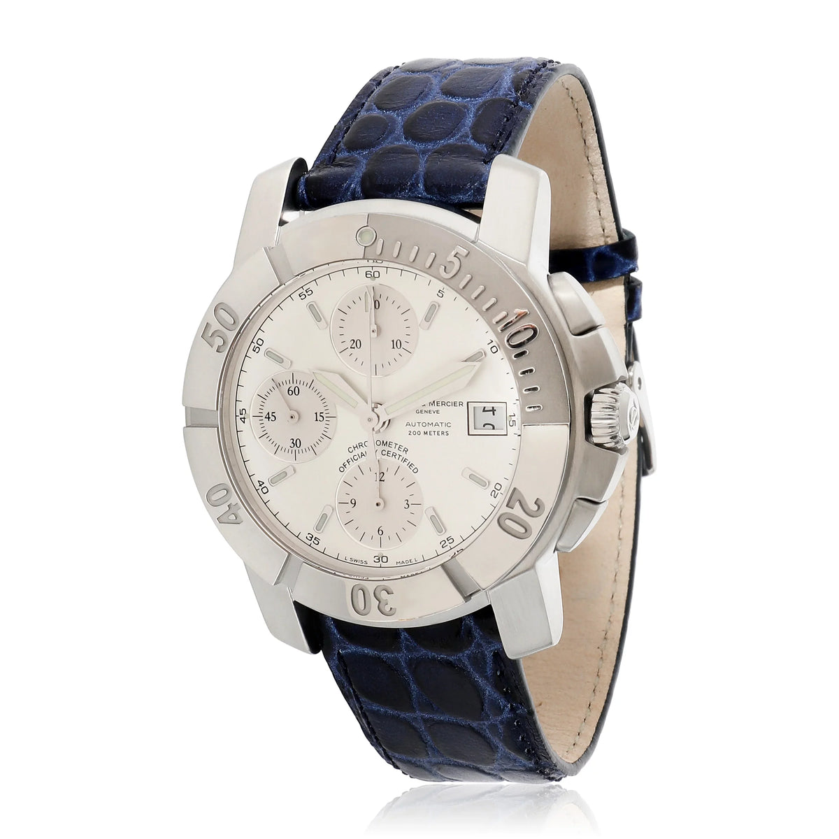 Stainless Watch Pre-Owned & Mercier Capeland in Chrono Men's 65366 Steel Baume