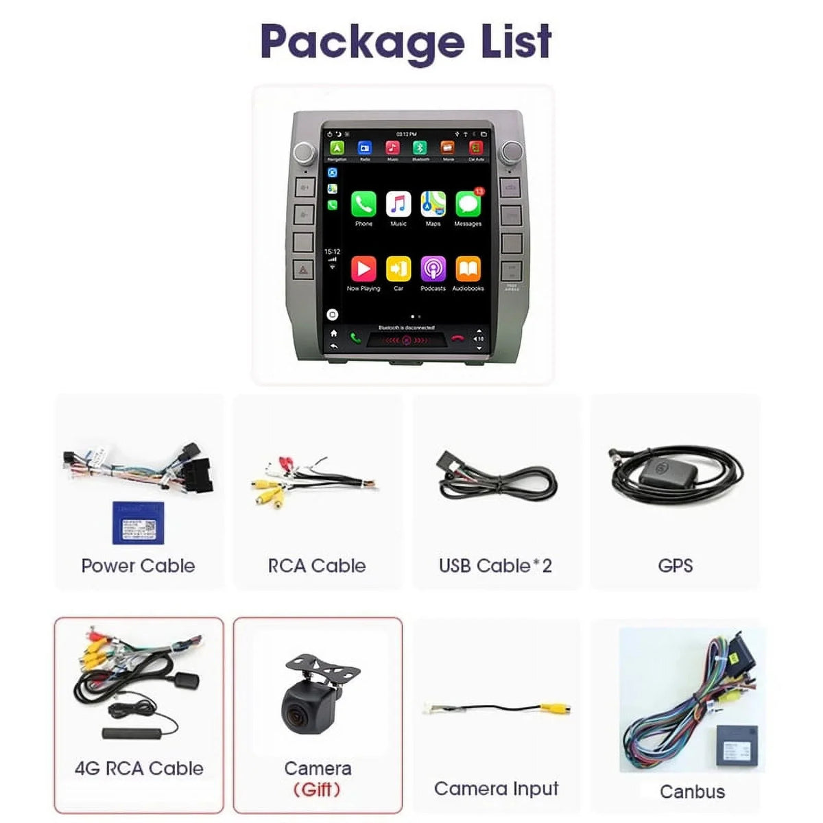 Multimedia Android Car Carplay Tundra Head Unit Auto 2014-2020 Radio , Player For 12.1 Stereo Car 4GB+64GB Toyota Inch , Built-in Android