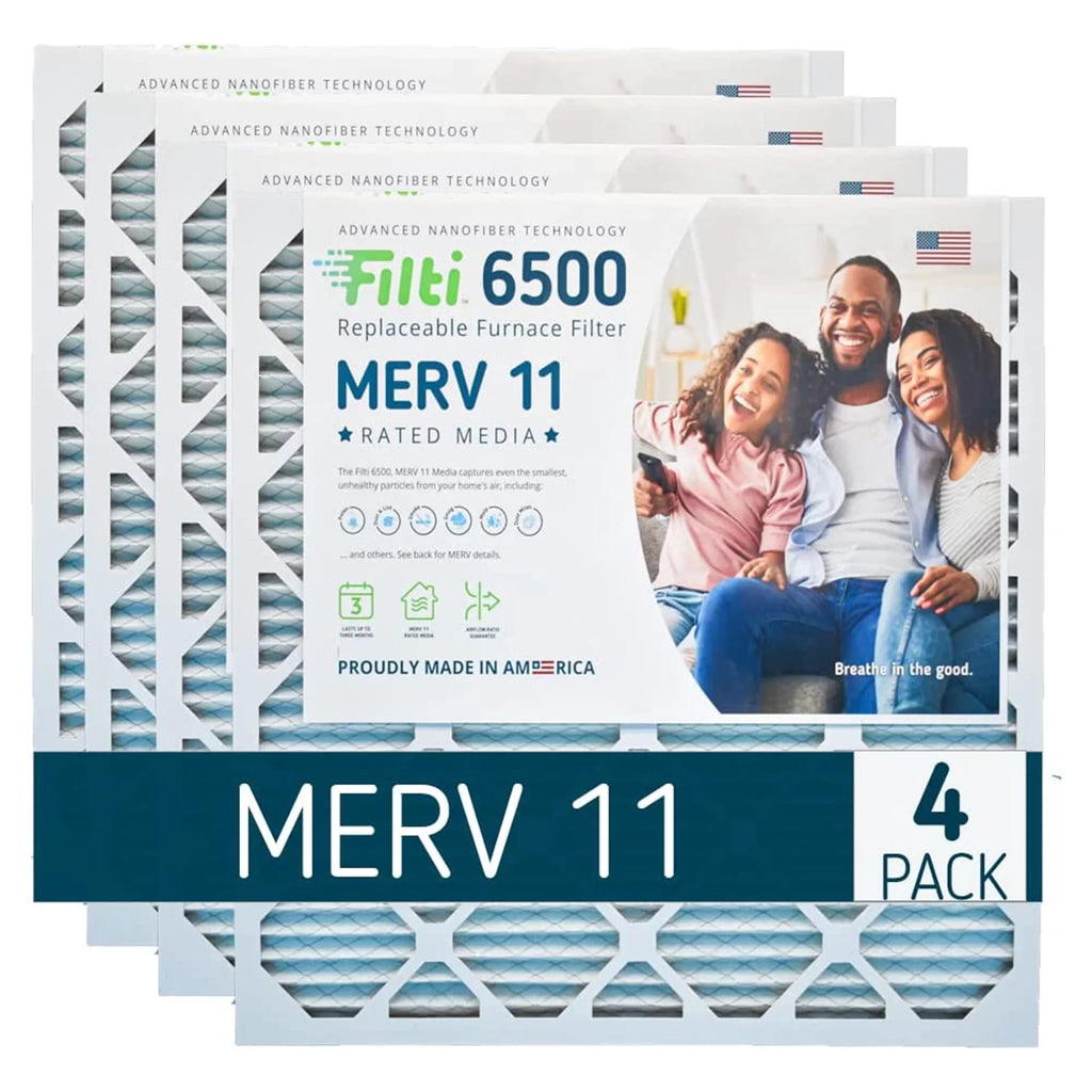 (4 Pleated Home 20x25x1 Pack) Air 6500 Filti Filter Furnace 11