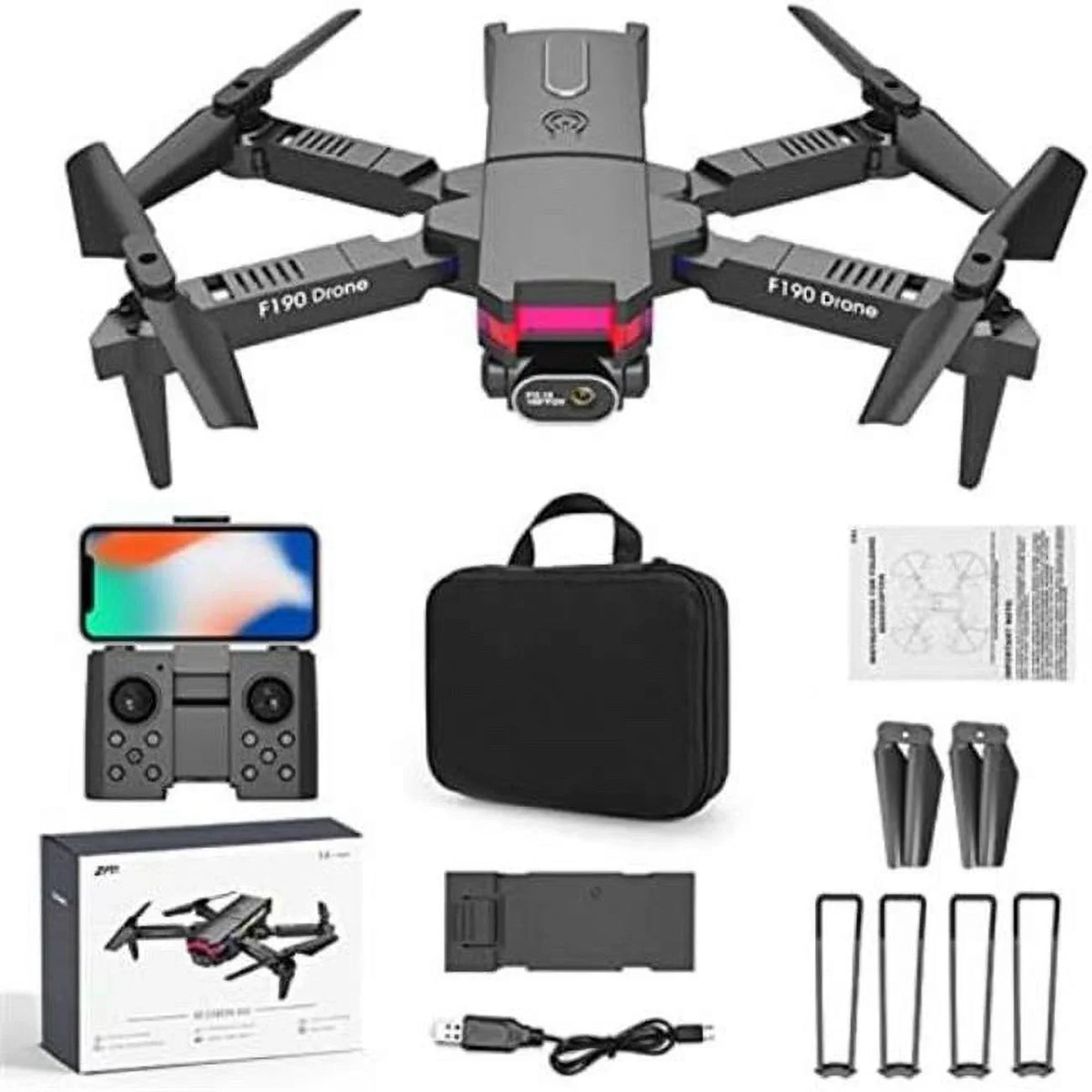 Drone Camera for Adults Black Camera Mini & Kids, with Drone Dual 4K with